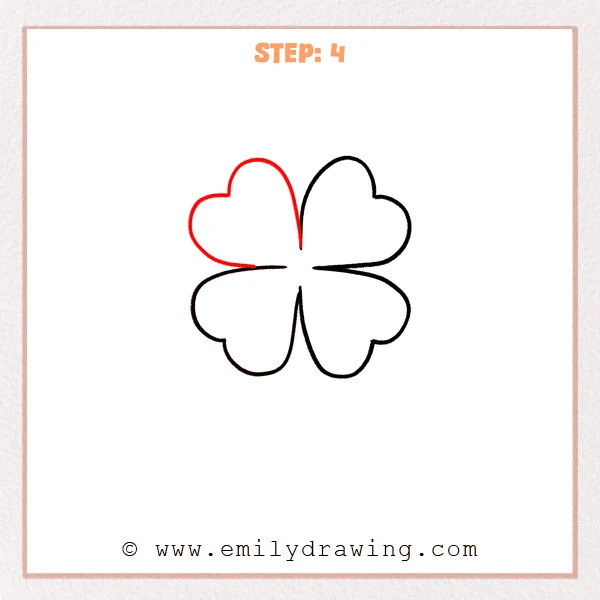 how to draw a four leaf clover - Step 4
